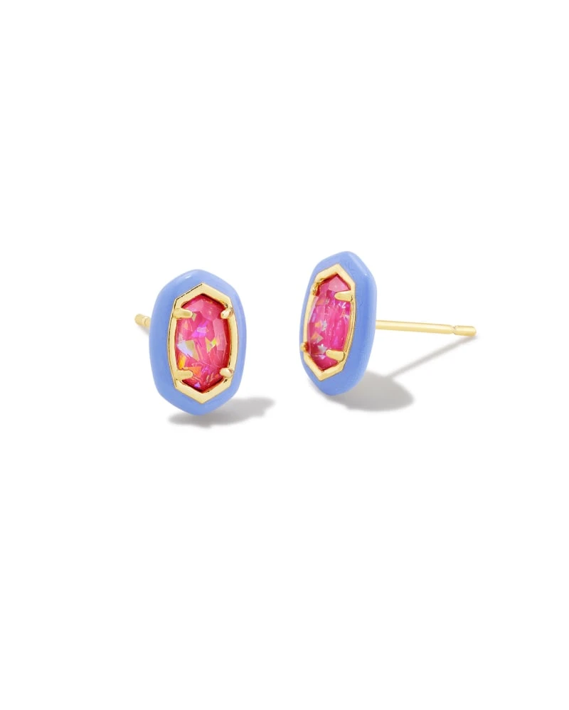 Barbie™ X Kendra Scott Gold Emilie Stud Earrings In Pink Iridescent Glitter Glass 3 Barbie™ X Kendra Scott Gold Emilie Stud Earrings In Pink Iridescent Glitter Glass