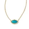 Baroque Elisa Vintage Gold Pendant Necklace In Variegated Dark Teal Magnesite -Kendra Scott kendra scott baroque elisa pendant necklace vintage gold teal howlite 00