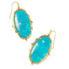 Baroque Ella Vintage Gold Drop Earrings In Variegated Dark Teal Magnesite -Kendra Scott kendra scott baroque ella drop earrings vintage gold teal howlite 00
