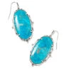 Baroque Ella Vintage Silver Drop Earrings In Variegated Dark Teal Magnesite -Kendra Scott kendra scott baroque ella drop earrings vintage silver teal howlite 00