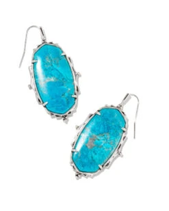 Baroque Ella Vintage Silver Drop Earrings In Variegated Dark Teal Magnesite