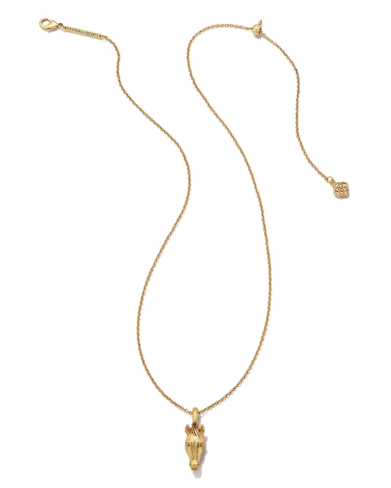 Beau Horse Pendant Necklace In Vintage Gold 4 Beau Horse Pendant Necklace In Vintage Gold - Image 2