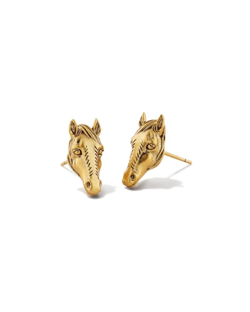 Beau Stud Earrings In Vintage Gold 3 Beau Stud Earrings In Vintage Gold