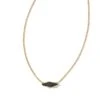 Bridgete Gold Pendant Necklace In Black Drusy -Kendra Scott kendra scott bridgete necklace gold black drusy 00 lg