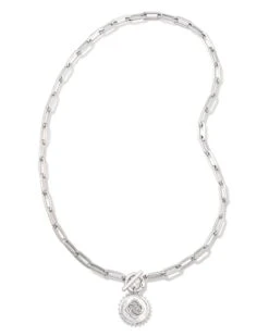 Brielle Convertible Medallion Chain Necklace In Silver