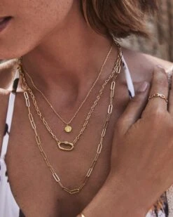 Bristol 18k Gold Vermeil Link Necklace In White Sapphire -Kendra Scott kendra scott bristol link necklace 3