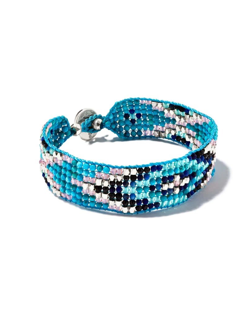 Britt Silver Beaded Bracelet In Turquoise Mix 3 Britt Silver Beaded Bracelet In Turquoise Mix
