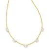 Cailin Gold Crystal Strand Necklace In White Crystal -Kendra Scott kendra scott cailin crystal strand necklace gold white crystal 01