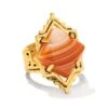 Cass Vintage Gold Cocktail Ring In Orange Banded Agate -Kendra Scott kendra scott cass cocktail ring vintage gold orange banded agate 00