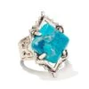 Cass Vintage Silver Cocktail Ring In Variegated Dark Teal Magnesite -Kendra Scott kendra scott cass cocktail ring vintage silver teal howlite 00