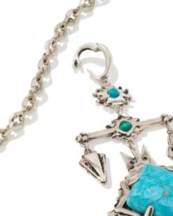 Cass Vintage Silver Large Long Pendant Necklace In Variegated Dark Teal Magnesite 8 Cass Vintage Silver Large Long Pendant Necklace In Variegated Dark Teal Magnesite -Kendra Scott kendra scott cass lg long pendant necklace vintage silver teal howlite 03