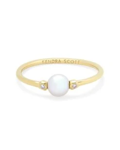 Cathleen 14k Yellow Gold Band Ring In Pearl