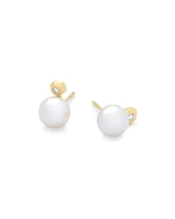 Cathleen 14k Yellow Gold Stud Earrings -Kendra Scott kendra scott cathleen large stud earring 14k gold pearl 01 lg