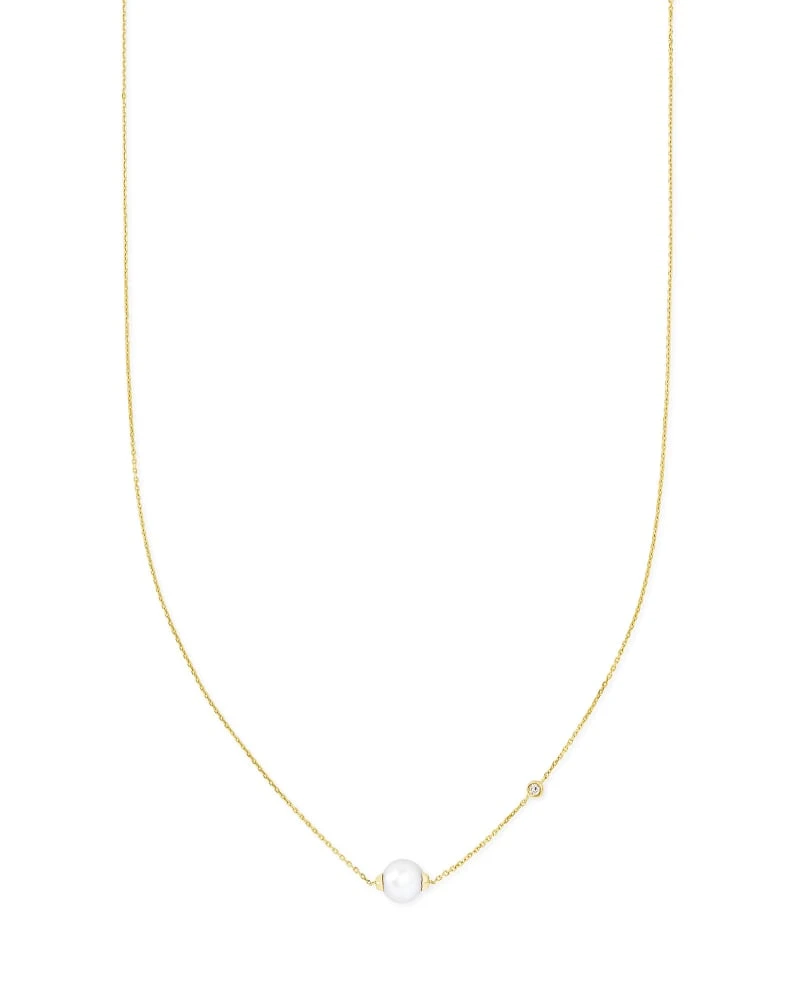 Cathleen 14k Yellow Gold Pendant Necklace In Pearl 3 Cathleen 14k Yellow Gold Pendant Necklace In Pearl