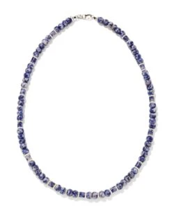 Conrad Oxidized Sterling Silver Long Strand Necklace In Sodalite