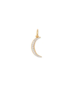 Crescent Moon 18k Gold Vermeil Charm In White Diamond