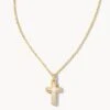Cross Gold Pendant Necklace In White Kyocera Opal 2 Cross Gold Pendant Necklace In White Kyocera Opal -Kendra Scott kendra scott cross pendant necklace gold white kyocera opal 00