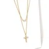 Cross Gold Pendant Necklace Layering Set In White Crystal -Kendra Scott kendra scott cross pendant necklace layering set gold white crystal 00