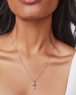 Cross Pendant Necklace In Silver -Kendra Scott kendra scott cross pendant necklace silver