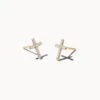 Cross 14k Yellow Gold Medium Stud Earrings In White Diamond -Kendra Scott kendra scott cross stud earrings 14k yellow gold white diamond 00 lg