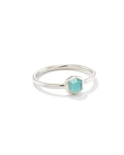 Davie Sterling Silver Band Ring In Aquamarine