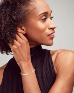 Davie Gold Cuff Bracelet In Dichroic Glass -Kendra Scott kendra scott davie cuff bracelet gold dichroic glass 03 lg