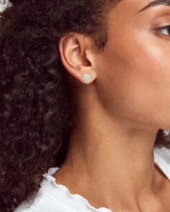 Davie Gold Stud Earrings In Ivory Mother-of-Pearl -Kendra Scott kendra scott davie stud earring gold ivory mother of pearl 03 lg