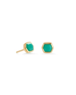 Davie 18k Gold Vermeil Stud Earrings In Chrysoprase