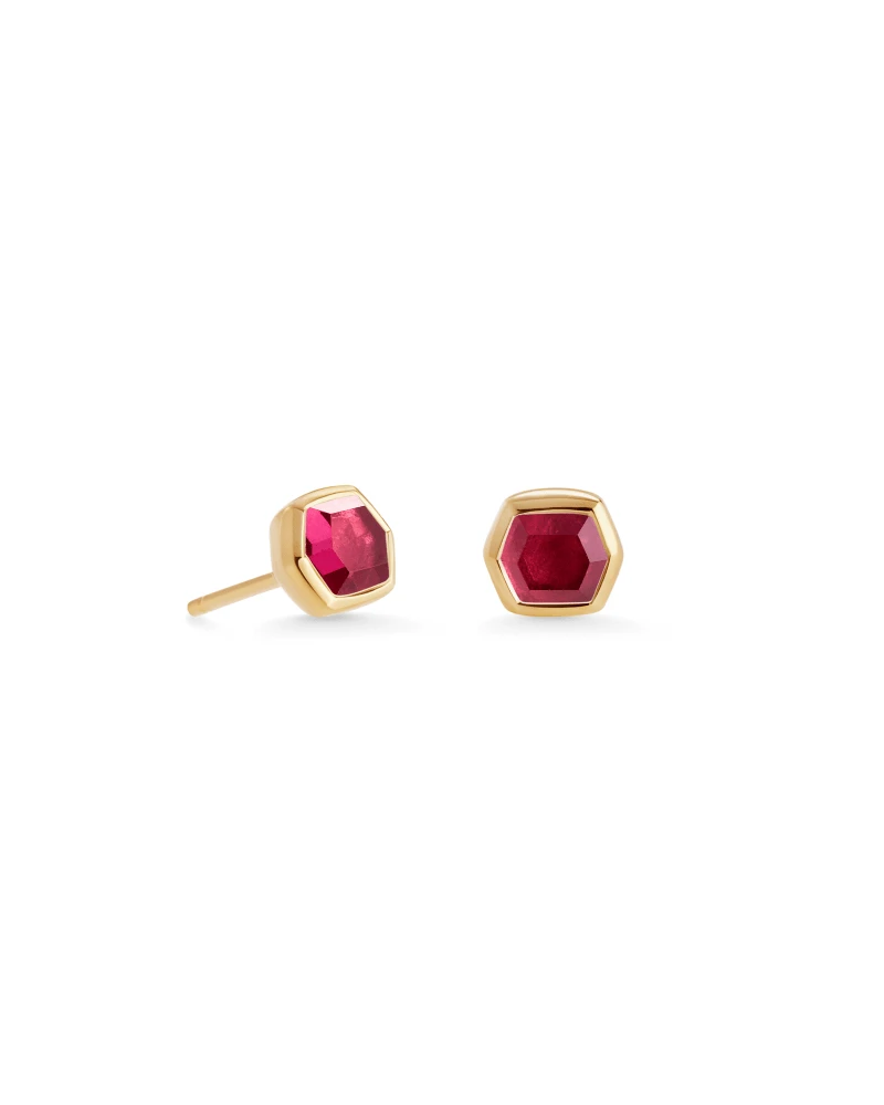 Davie 18k Gold Vermeil Stud Earrings In Garnet 3 Davie 18k Gold Vermeil Stud Earrings In Garnet