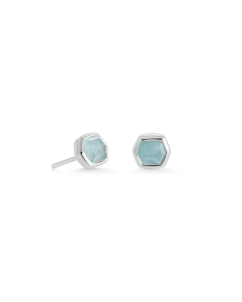 Davie Sterling Silver Stud Earrings In Aquamarine 3 Davie Sterling Silver Stud Earrings In Aquamarine