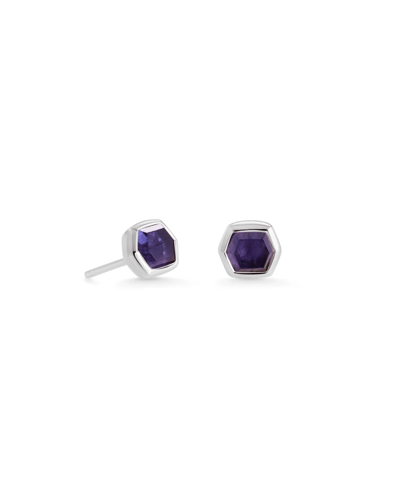 Davie Sterling Silver Stud Earrings In Blue Iolite 3 Davie Sterling Silver Stud Earrings In Blue Iolite