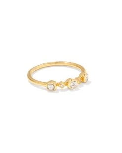 Davie 18k Gold Vermeil Trio Band Ring In White Sapphire