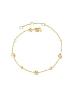 Davie 18k Gold Vermeil Trio Delicate Bracelet In White Sapphire