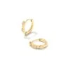 Davie 18k Gold Vermeil Trio Huggie Earrings In White Sapphire -Kendra Scott kendra scott davie trio huggie earrings 18k yellow gold vermeil white sapphire 00