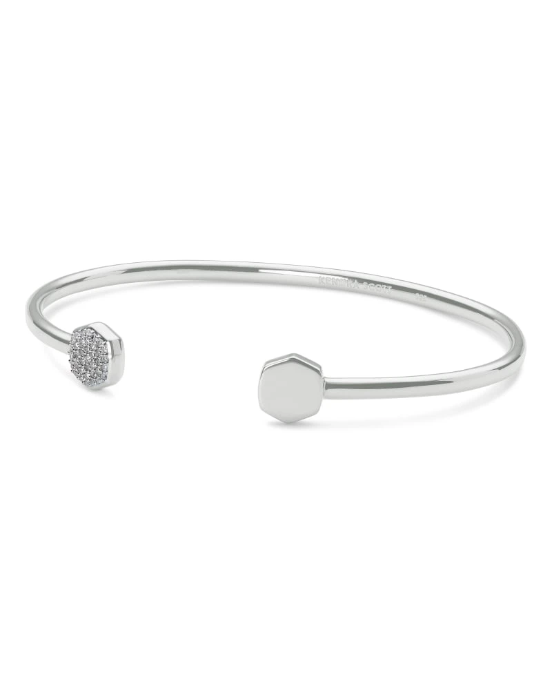 Davis Sterling Silver Cuff Bracelet In White Diamond 3 Davis Sterling Silver Cuff Bracelet In White Diamond