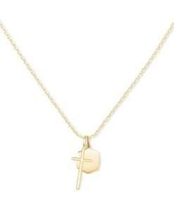 Davis Cross Charm Necklace In 18k Yellow Gold Vermeil