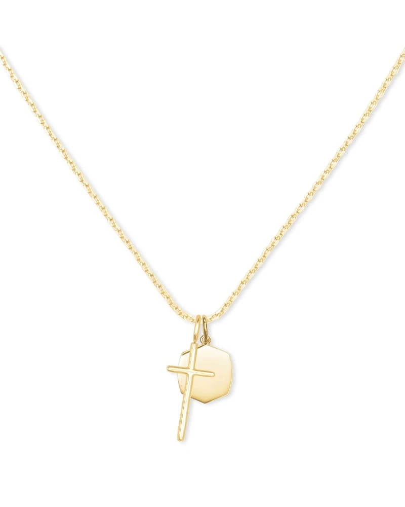 Davis Cross Charm Necklace In 18k Yellow Gold Vermeil 3 Davis Cross Charm Necklace In 18k Yellow Gold Vermeil