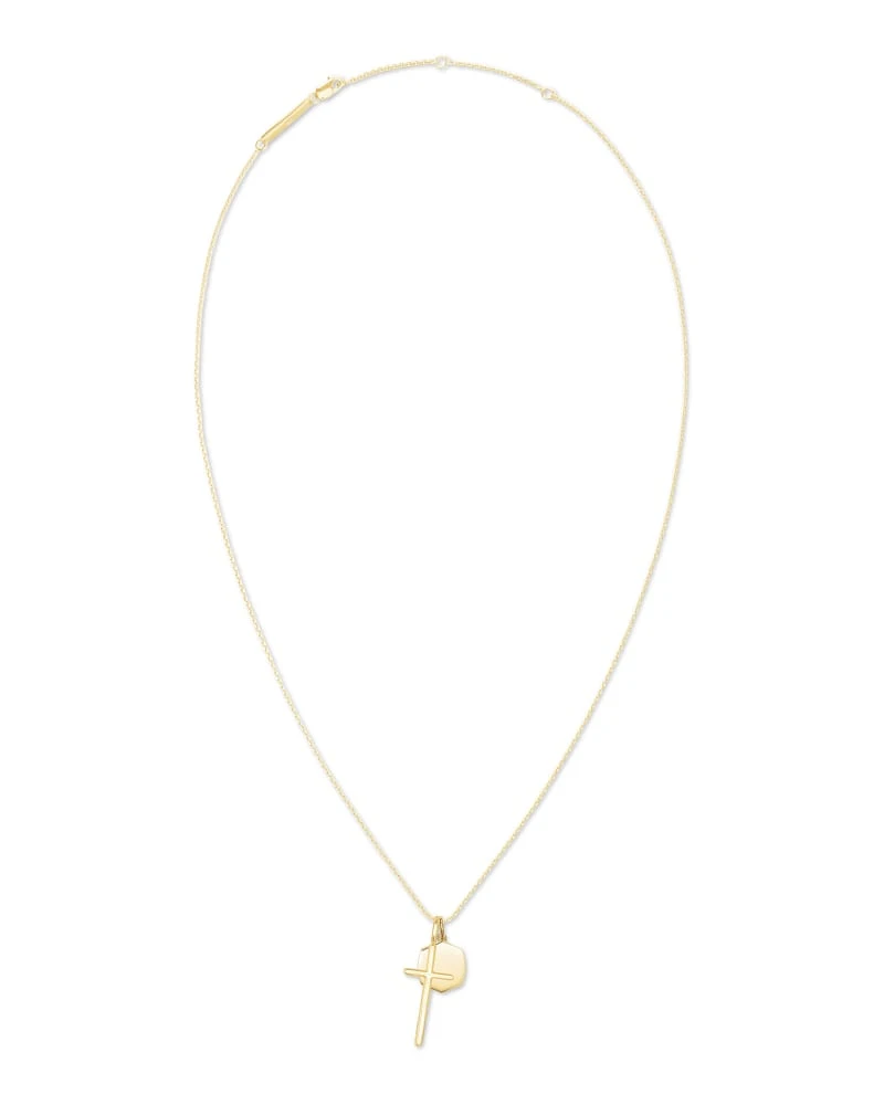 Davis Cross Charm Necklace In 18k Yellow Gold Vermeil 5 Davis Cross Charm Necklace In 18k Yellow Gold Vermeil - Image 3