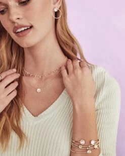 Davie Gold Cuff Bracelet In Dichroic Glass -Kendra Scott kendra scott davis cuff bracelet gold dichroic glass 02 lg