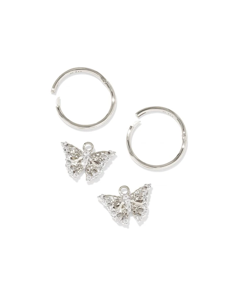 Delicate Butterfly Sterling Silver Huggie Earrings In White Sapphire 4 Delicate Butterfly Sterling Silver Huggie Earrings In White Sapphire - Image 2