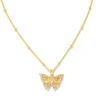 Delicate Butterfly 18k Gold Vermeil Pendant Necklace In White Sapphire -Kendra Scott kendra scott delicate butterfly pendant necklace 18k gold vermeil 00
