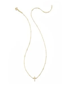 Delicate Cross Pendant Necklace In 14k Yellow Gold -Kendra Scott kendra scott delicate cross pendant necklace 14kt yellow gold 01