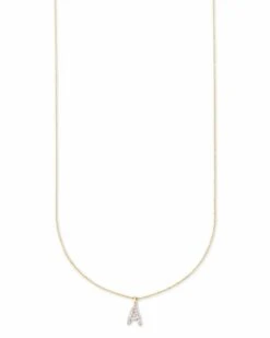 Diamond Letter A Pendant Necklace In 14k Yellow Gold 9 Diamond Letter A Pendant Necklace In 14k Yellow Gold -Kendra Scott kendra scott diamond letter a necklace 14k yellow gold white diamond 01 lg