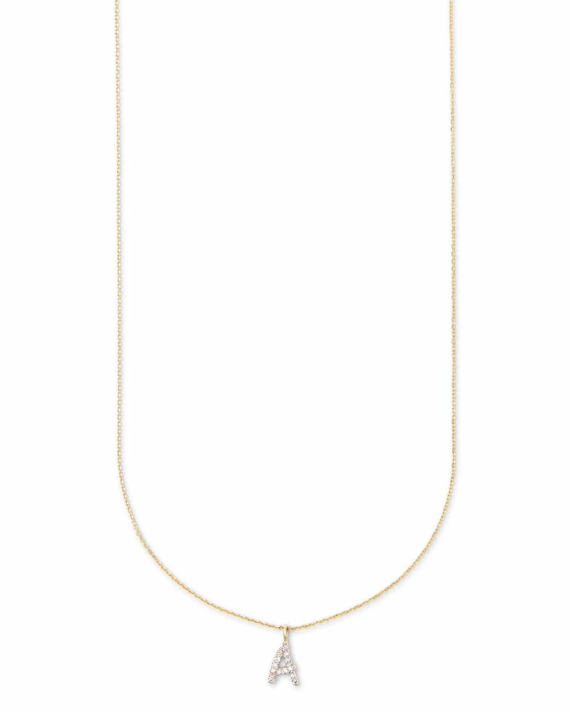 Diamond Letter A Pendant Necklace In 14k Yellow Gold 6 Diamond Letter A Pendant Necklace In 14k Yellow Gold - Image 4