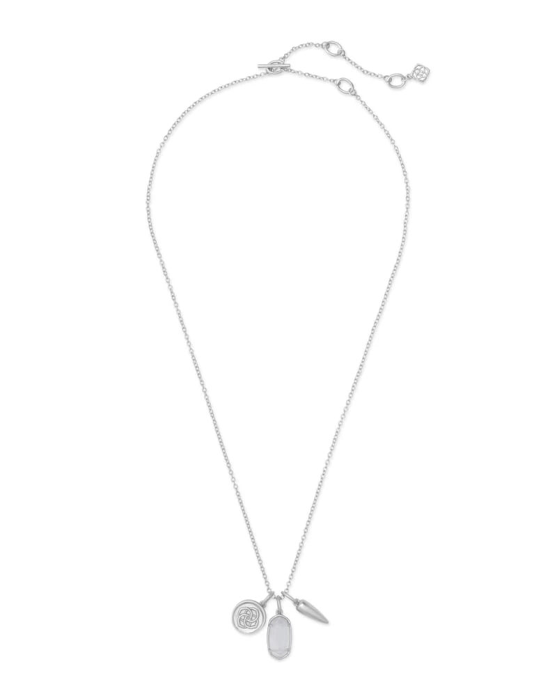 Dira Silver Convertible Coin Charm Necklace In Slate Cats Eye Glass 4 Dira Silver Convertible Coin Charm Necklace In Slate Cats Eye Glass - Image 2