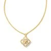 Dira Stone Gold Short Pendant Necklace In Ivory Mix 1 Dira Stone Gold Short Pendant Necklace In Ivory Mix -Kendra Scott kendra scott dira stone short pendant necklace gold ivory opal 00