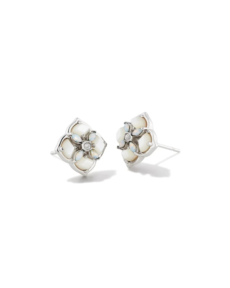 Dira Stone Silver Stud Earrings In Ivory Mix 3 Dira Stone Silver Stud Earrings In Ivory Mix