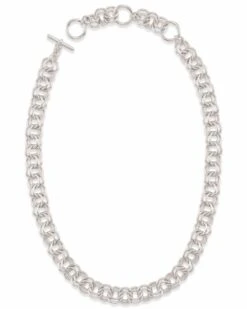 18 Inch Double Chain Link Necklace In Silver