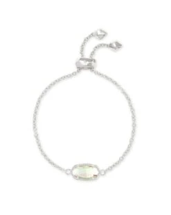 Elaina Silver Adjustable Chain Bracelet In Dichroic Glass