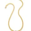 Elisa 18k Gold Vermeil Curb Chain Necklace In Red Tiger’s Eye -Kendra Scott kendra scott elisa curb chain necklace 18k yellow gold vermeil red tigers eye 00